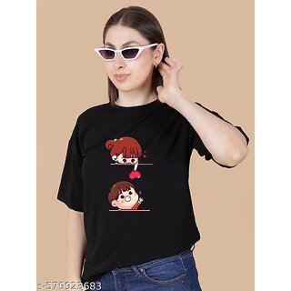 printed round neck top for women