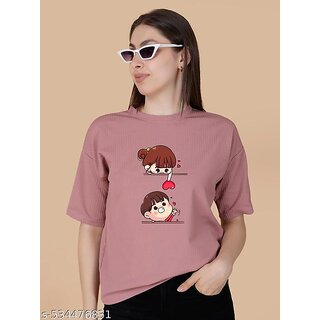 printed round neck top for women