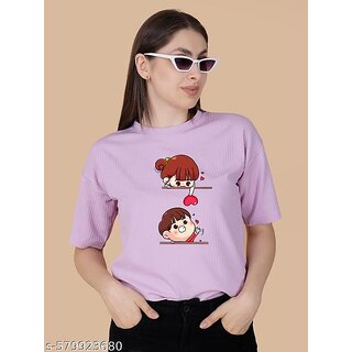 printed round neck top for women
