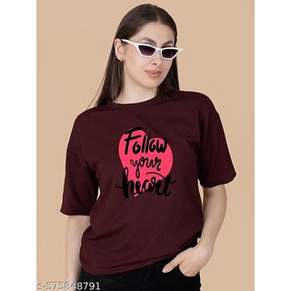 printed round neck top for women