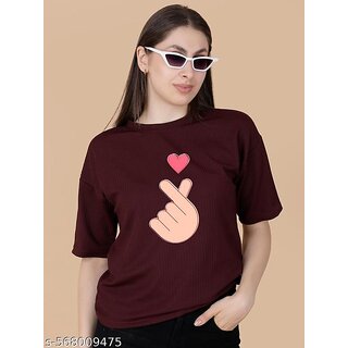 printed round neck top for women