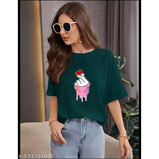 printed round neck top for women