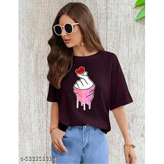 printed round neck top for women