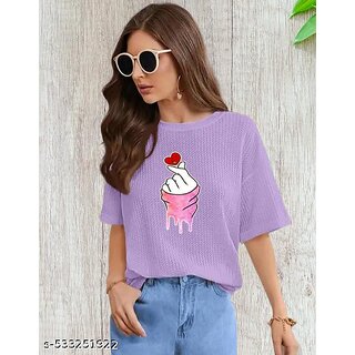 printed round neck top for women