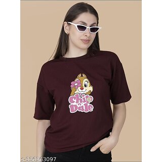 printed round neck top for women