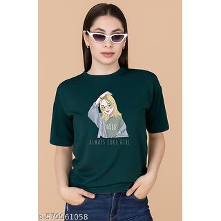 printed round neck top for women