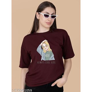 printed round neck top for women