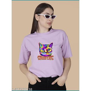 printed round neck top for women