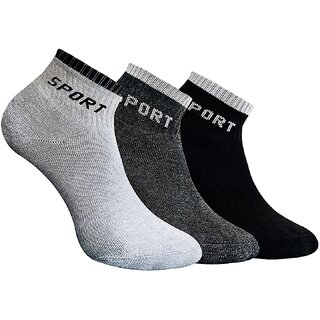 AEROHAVEN Men's Premium Cotton Cushion Sports Solid Ankle Socks, Free Size - S008, Pack of 3 (Multicolored) - Socks | Buy online on ZillyBuy