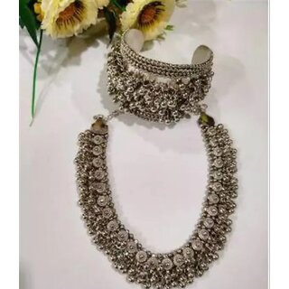 women oxidised necklace bangles set