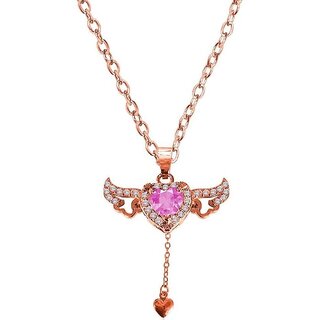 anti tarnish stainless steel flying angel wing pendant necklace for women and girls