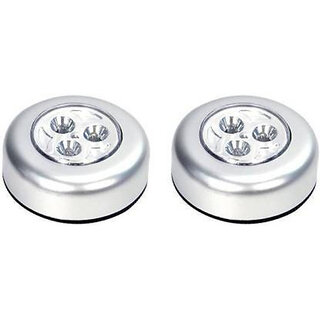 Stick & Click LED Light Self Adhesive Table Lamp Recessed Ceiling Light Ceiling Lamp(Silver)