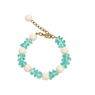 Techiefox Stylish Ocean-Inspired Bracelet  Features Soft White Spheres and Transparent Aqua Plastic Beads - Bangles & Bracelets | Buy online on ZillyBuy