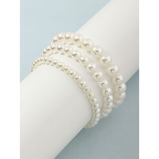Techiefox Elegant Multi-Layer Faux Pearl Bracelet for Women and Girls  Classic White Beaded Bangle Style Wristwear - Bangles & Bracelets | Buy online on ZillyBuy
