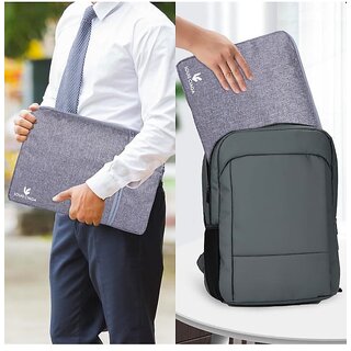 GREY Polyester Laptop Sleeve Bag, Size 15.6 Inch
