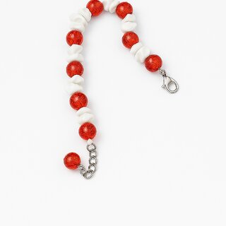 Techiefox Stylish Red and White Beaded Bracelet with Glossy Plastic Beads and Adjustable Metal Clasp - Bangles & Bracelets | Buy online on ZillyBuy