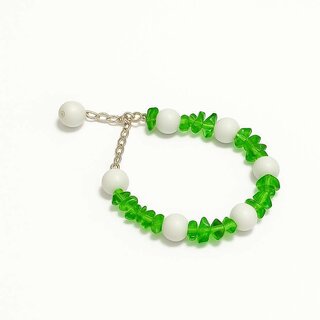 Techiefox Stylish Green Chip Beads  White Round Plastic Beads Bracelet with Adjustable Chain - Bangles & Bracelets | Buy online on ZillyBuy