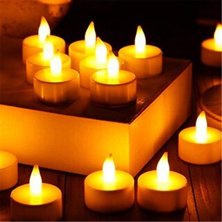 LED Tea Light Candles Warm White Diwali Christmas Home Decoration Candle Light Dinner Real Look Candle Pack of 24 - Electricals | Buy online on ZillyBuy