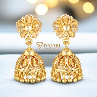 Vivastri Jhumki Alloy Gold Plated Earrings for Women & Girls [VIVA2749ERG] - Earrings | Buy online on ZillyBuy
