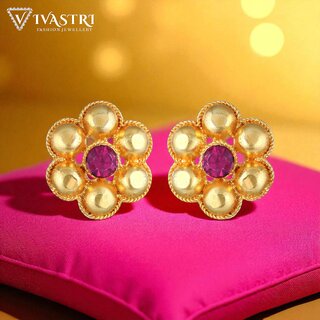 Vivastri Stud Alloy Gold Plated Earrings for Women & Girls [VIVA2765ERG] - Earrings | Buy online on ZillyBuy