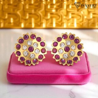 Vivastri Stud Alloy Gold Plated Earrings for Women & Girls [VIVA2768ERG] - Earrings | Buy online on ZillyBuy