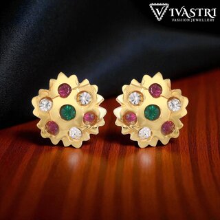 Vivastri Stud Alloy Gold Plated Earrings for Women & Girls [VIVA2769ERG] - Earrings | Buy online on ZillyBuy