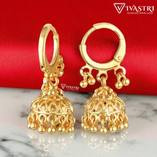 Vivastri Jhumki Alloy Gold Plated Earrings for Women & Girls [VIVA2773ERG] - Earrings | Buy online on ZillyBuy