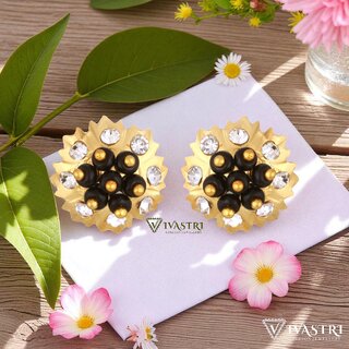 Vivastri Stud Alloy Gold Plated Earrings for Women & Girls [VIVA2775ERG-BLACK] - Earrings | Buy online on ZillyBuy