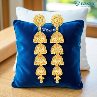 Vivastri Jhumki Alloy Gold Plated Earrings for Women & Girls [VIVA2780ERG] - Earrings | Buy online on ZillyBuy