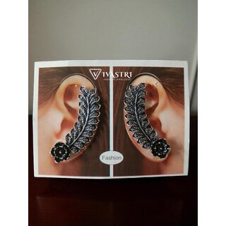 Vivastri Floral Oxidised Silver Alloy Earcuff,Cuff Earrings for Women & Girls [VIVA2783ERG] (Pack of- 1 Pair Earring) - Earrings | Buy online on ZillyBuy