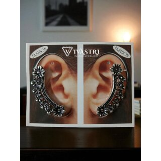 Vivastri Floral Oxidised Silver Alloy Earcuff,Cuff Earrings for Women & Girls [VIVA2784ERG] (Pack of- 1 Pair Earring) - Earrings | Buy online on ZillyBuy