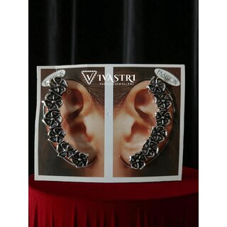 Vivastri Floral Oxidised Silver Alloy Earcuff,Cuff Earrings for Women & Girls [VIVA2785ERG] (Pack of- 1 Pair Earring) - Earrings | Buy online on ZillyBuy