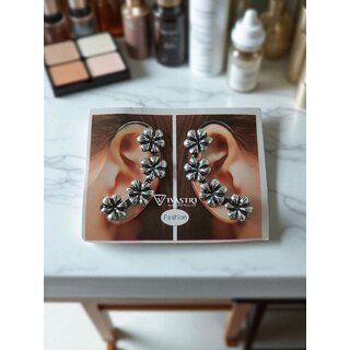 Vivastri Flower Oxidised Silver Alloy Earcuff,Cuff Earrings for Women & Girls [VIVA2786ERG] (Pack of- 1 Pair Earring) - Earrings | Buy online on ZillyBuy