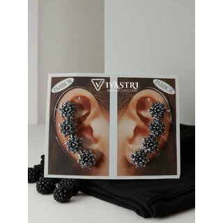 Vivastri Flower Oxidised Silver Alloy Earcuff,Cuff Earrings for Women & Girls [VIVA2791ERG] (Pack of- 1 Pair Earring) - Earrings | Buy online on ZillyBuy