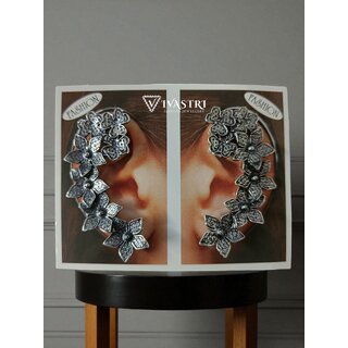 Vivastri Flower Oxidised Silver Alloy Earcuff,Cuff Earrings for Women & Girls [VIVA2796ERG] (Pack of- 1 Pair Earring) - Earrings | Buy online on ZillyBuy