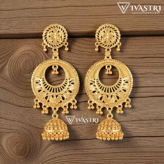 Vivastri Top Trending Alloy Gold Plated Jhumki Earrings for Women & Girls [VIVA2247ERG] - Earrings | Buy online on ZillyBuy