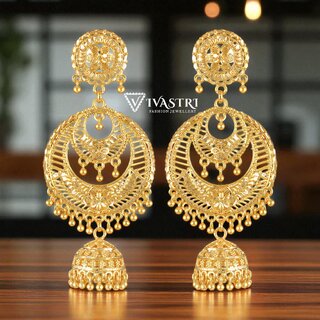Vivastri Top Trending Alloy Gold Plated Jhumki Earrings for Women & Girls [VIVA2248ERG] - Earrings | Buy online on ZillyBuy