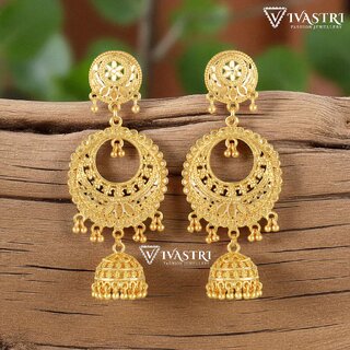 Vivastri Top Trending Alloy Gold Plated Jhumki Earrings for Women & Girls [VIVA2250ERG] - Earrings | Buy online on ZillyBuy