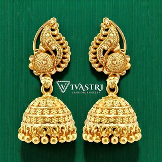 Vivastri Top Trending Alloy Gold Plated Jhumki Earrings for Women & Girls [VIVA2255ERG] - Earrings | Buy online on ZillyBuy