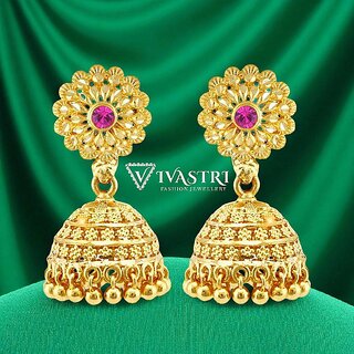 Vivastri Top Trending Alloy Gold Plated Jhumki Earrings for Women & Girls [VIVA2315ERG] - Earrings | Buy online on ZillyBuy