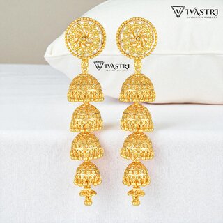 Vivastri Top Trending Alloy Gold Plated Jhumki Earrings for Women & Girls [VIVA2329ERG] - Earrings | Buy online on ZillyBuy