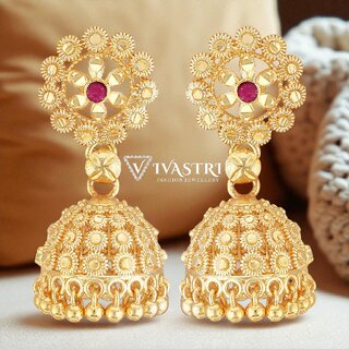 Vivastri Top Trending Alloy Gold Plated Jhumki Earrings for Women & Girls [VIVA2331ERG] - Earrings | Buy online on ZillyBuy