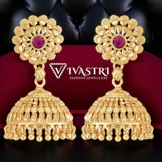 Vivastri Top Trending Alloy Gold Plated Jhumki Earrings for Women & Girls [VIVA2332ERG] - Earrings | Buy online on ZillyBuy