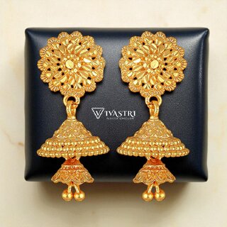 Vivastri Top Trending Alloy Gold Plated Jhumki Earrings for Women & Girls [VIVA2435ERG] - Earrings | Buy online on ZillyBuy