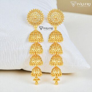 Vivastri Top Trending Alloy Gold Plated Jhumki Earrings for Women & Girls [VIVA2440ERG] - Earrings | Buy online on ZillyBuy