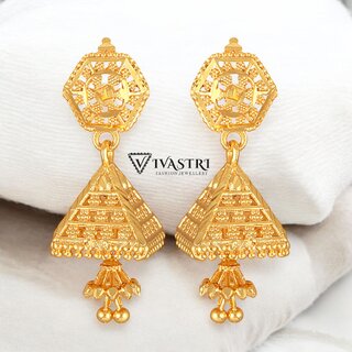 Vivastri Top Trending Alloy Gold Plated Jhumki Earrings for Women & Girls [VIVA2467ERG] - Earrings | Buy online on ZillyBuy