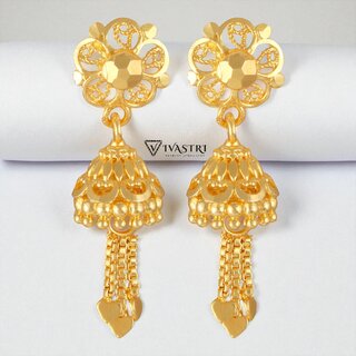 Vivastri Top Trending Alloy Gold Plated Jhumki Earrings for Women & Girls [VIVA2472ERG] - Earrings | Buy online on ZillyBuy