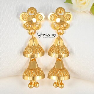 Vivastri Top Trending Alloy Gold Plated Jhumki Earrings for Women & Girls [VIVA2479ERG] - Earrings | Buy online on ZillyBuy