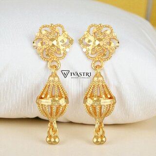 Vivastri Top Trending Alloy Gold Plated Jhumki Earrings for Women & Girls [VIVA2566ERG] - Earrings | Buy online on ZillyBuy