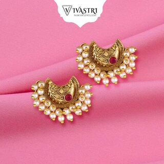 Vivastri Latest Fancy Alloy Gold Plated Stud Earrings for Women & Girls [VIVA2620ERG-RED] - Earrings | Buy online on ZillyBuy